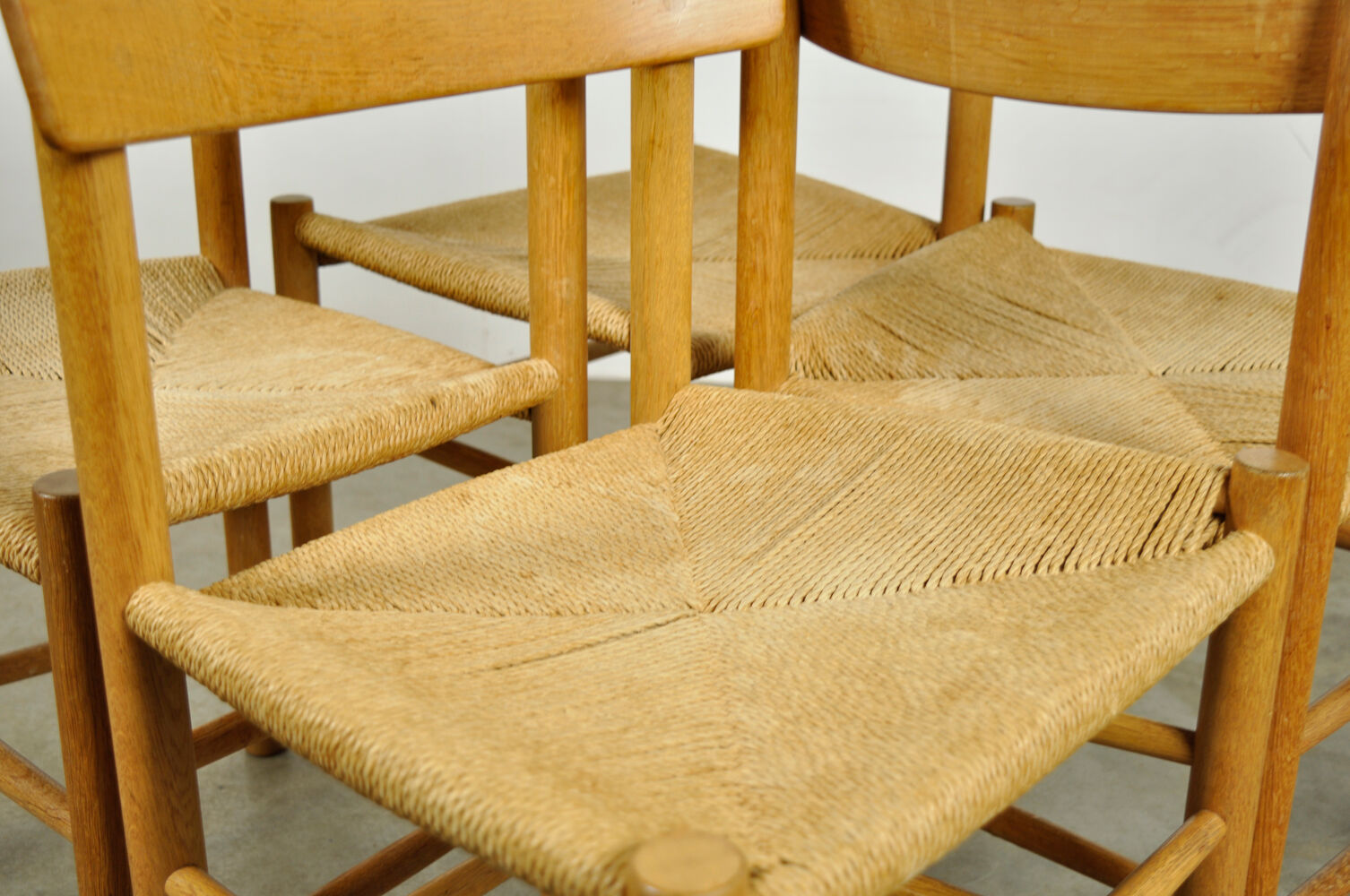 Set of four original oak dining chairs, model J39, by Børge Mogensen for F.D.B. Mobler, Denmark 1960