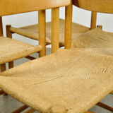 Set of four original oak dining chairs, model J39, by Børge Mogensen for F.D.B. Mobler, Denmark 1960