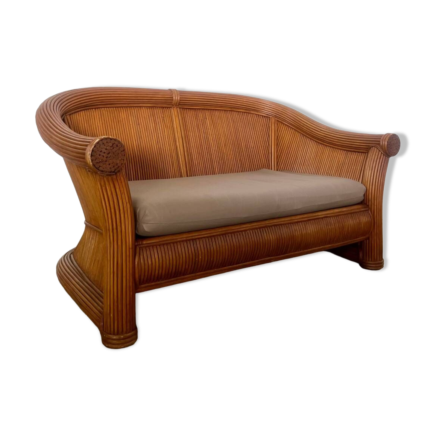 Old 2-seater rattan sofa Italian design from the 70s vintage