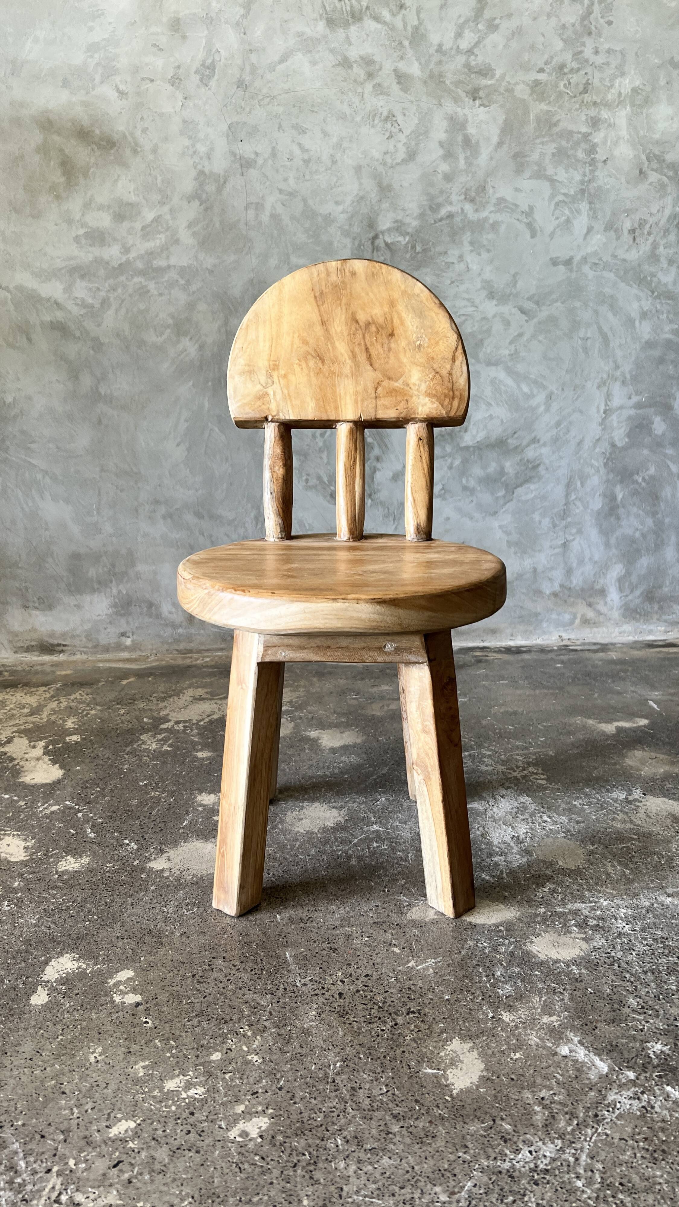 Small child's chair in natural blond teak back with three bars