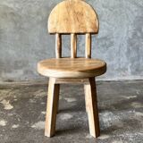 Small child's chair in natural blond teak back with three bars
