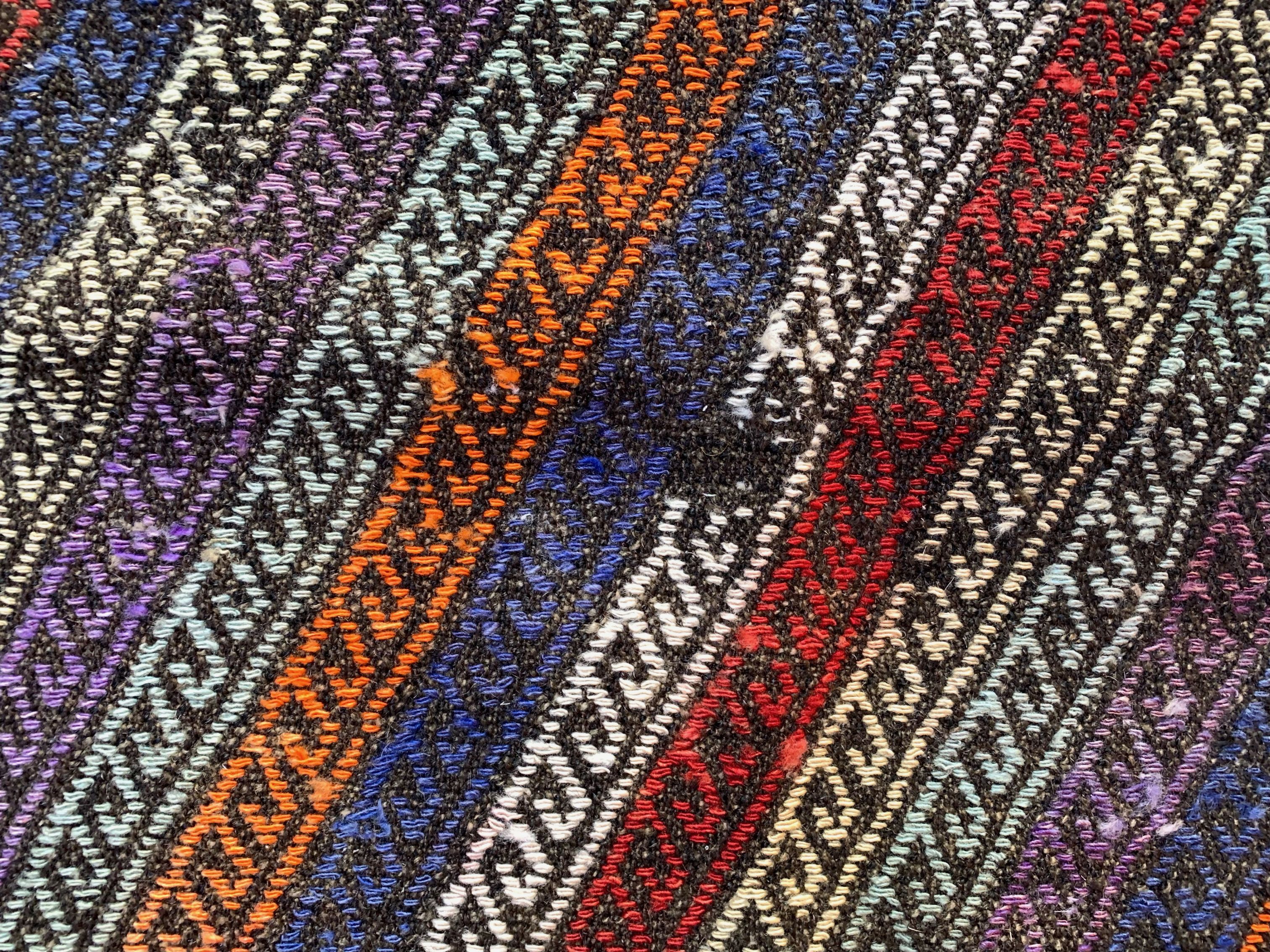 Large Vintage Turkish Kilim Rug 180x162 cm Wool Kelim, Square