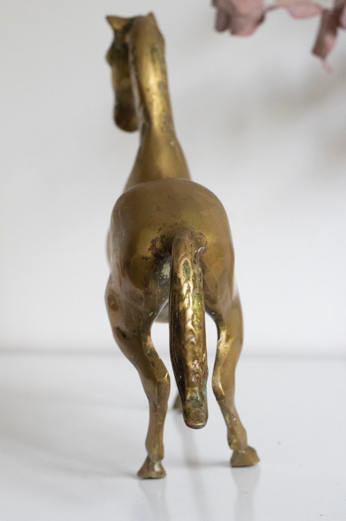 Vintage golden brass horse