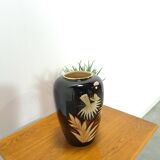 Vase vintage en porcelaine noire d'Allemagne de l'Ouest par Scheurich
