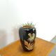 Porseleinen  vintage zwarte vaas Foreign, Scheurich, met gouden details en graan