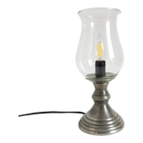 Lampe en forme de tulipe en verre et d'un pied en étain