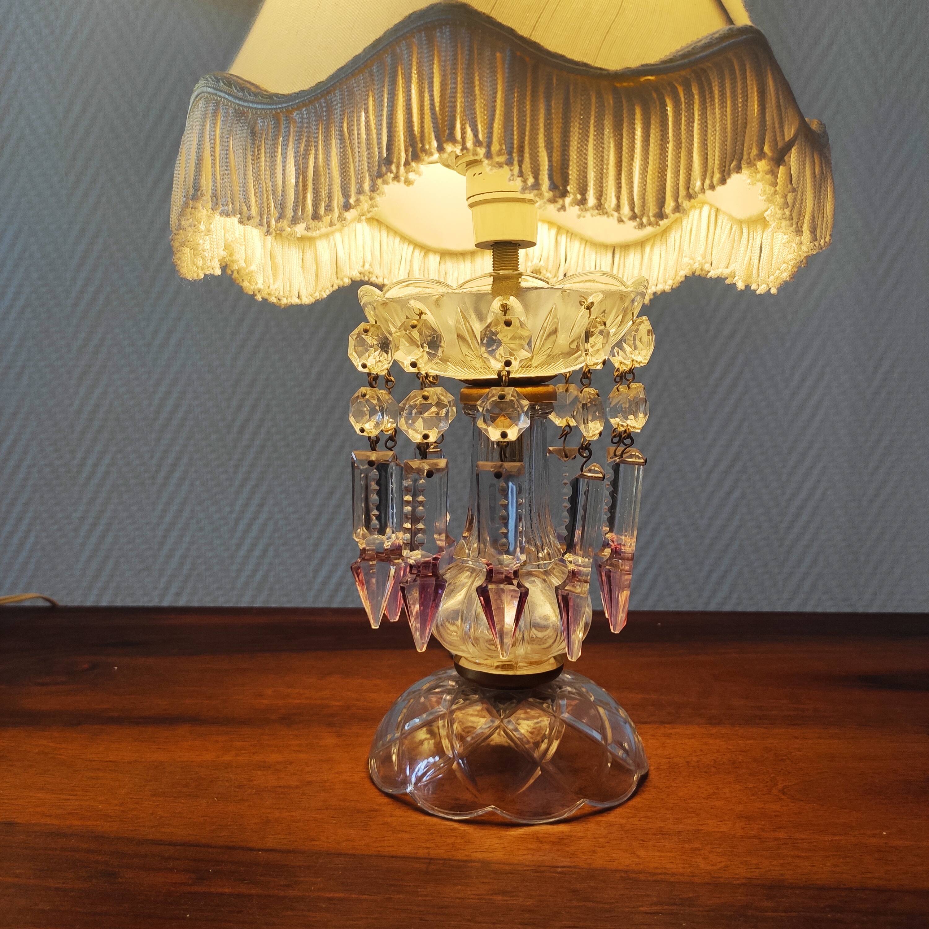 Pair of glass lamps with tassels