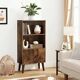 Mid-Century Modern Bookcase with Doors and Storage Cabinet, Rustic Brown