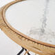 Rohe Noordwolde round glass and rattan side table, The Netherlands 1950's