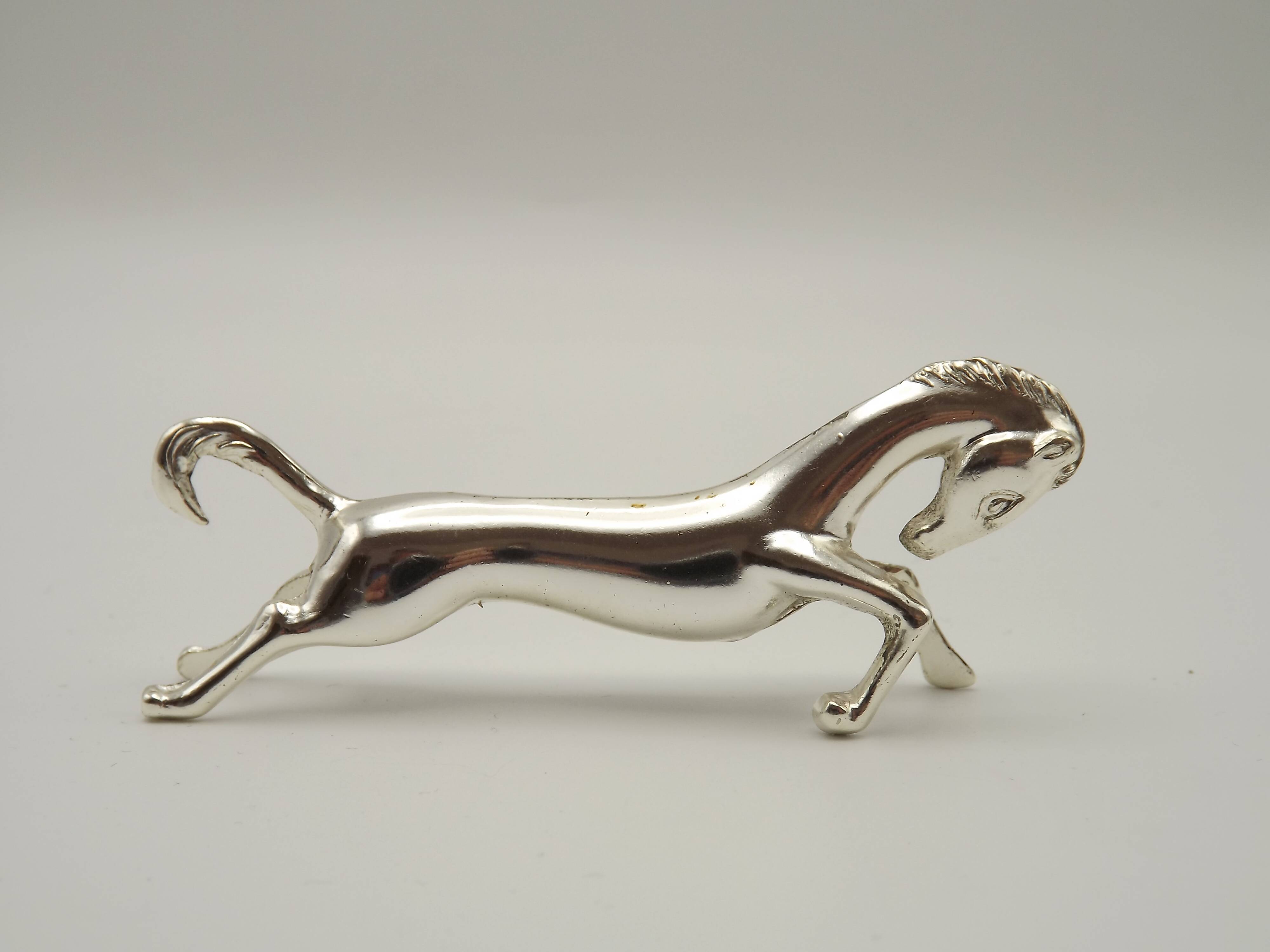 Set of Six French Vintage Silver Metal Stylized Horse Shaped Cutlery Rests 4775