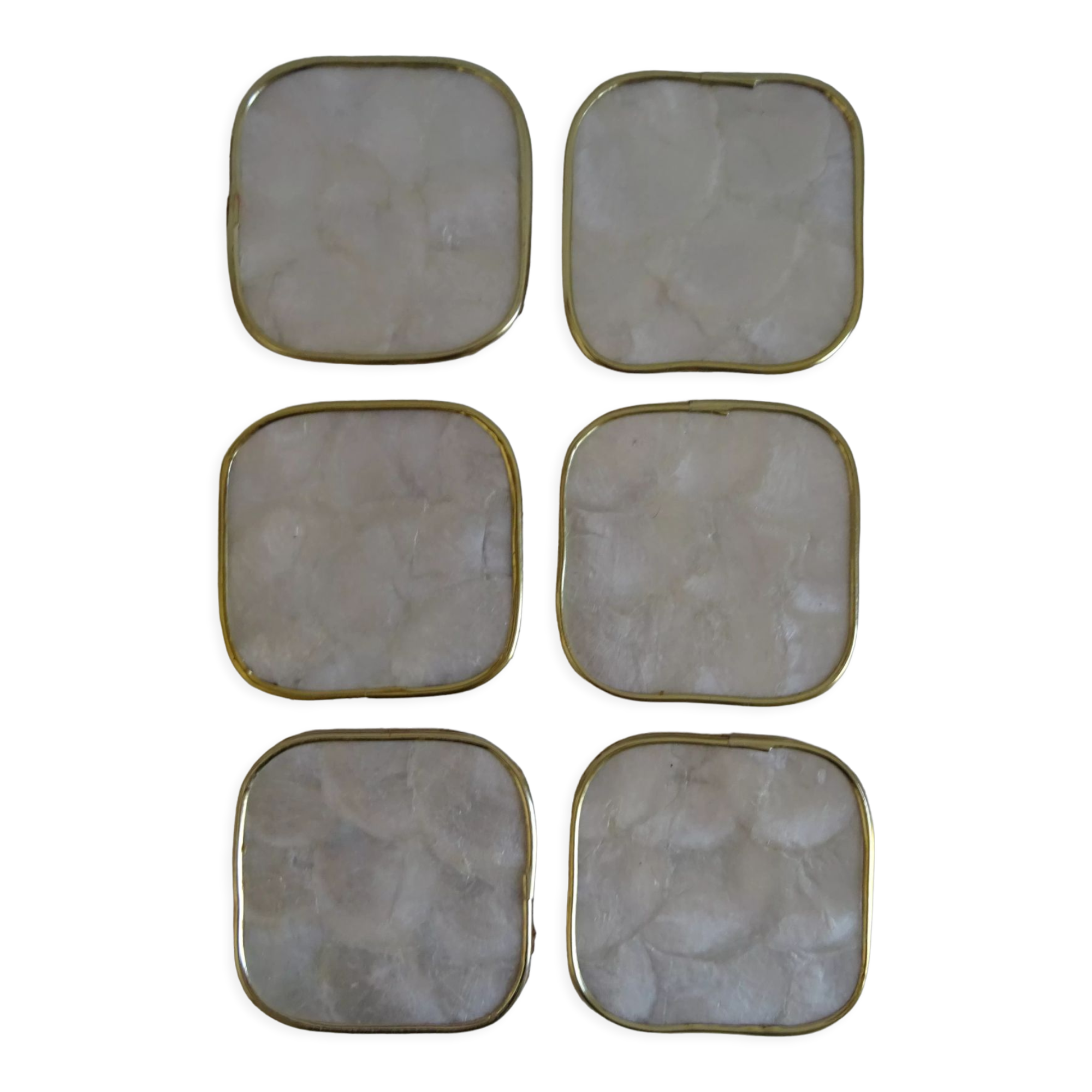 Series of 6 vintage mother-of-pearl coasters
