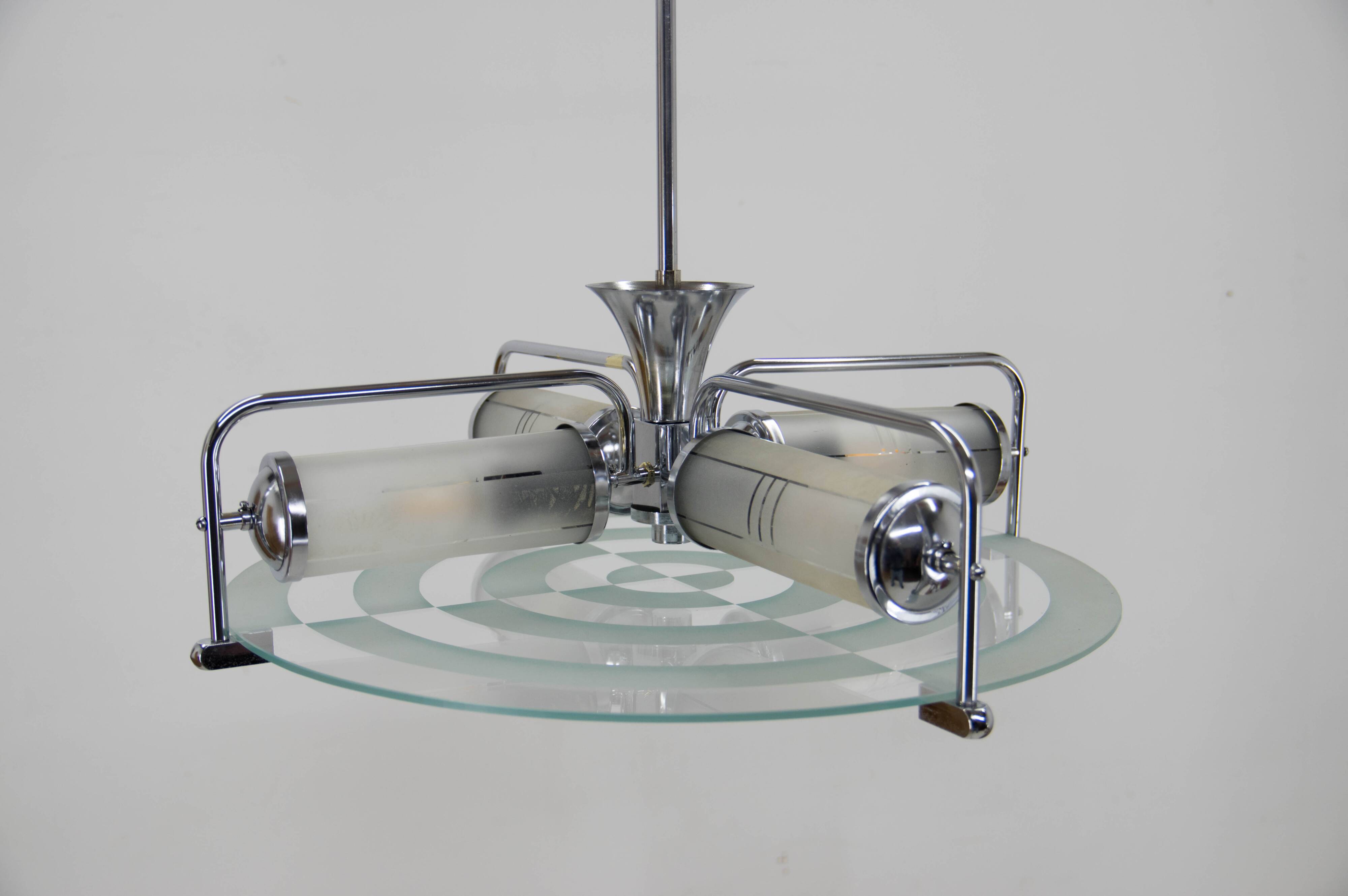 Rare lustre tubulaire Art déco/fonctionnaliste, années 1930