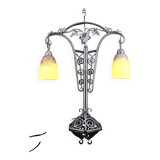 Important Double-Headed Lamp, Wrought Iron by Schneider, France, c. 1920