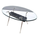 Oval Glass Coffee Table with Portoro Marble and Iron Base, Italy