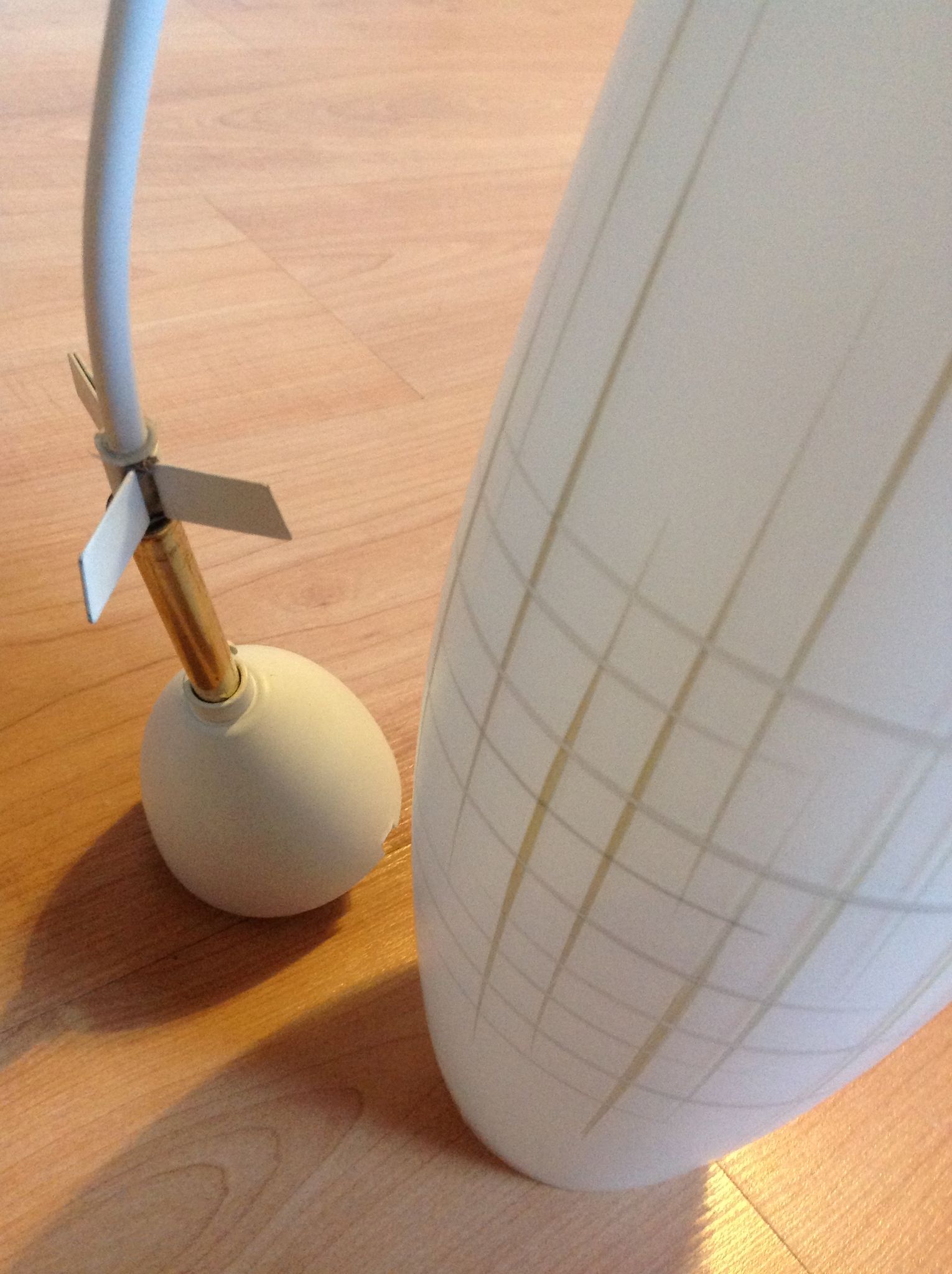 Scandinavian vintage 1960s white opaline warhead suspension