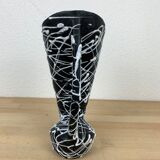 Spaghetti vase free form ceramic Vallauris 50s, red and black