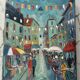 Large Oil on Canvas Alain Duperay Café Terraces 14 July