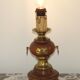 Turned wooden floor lamp with label and golden handles 1852