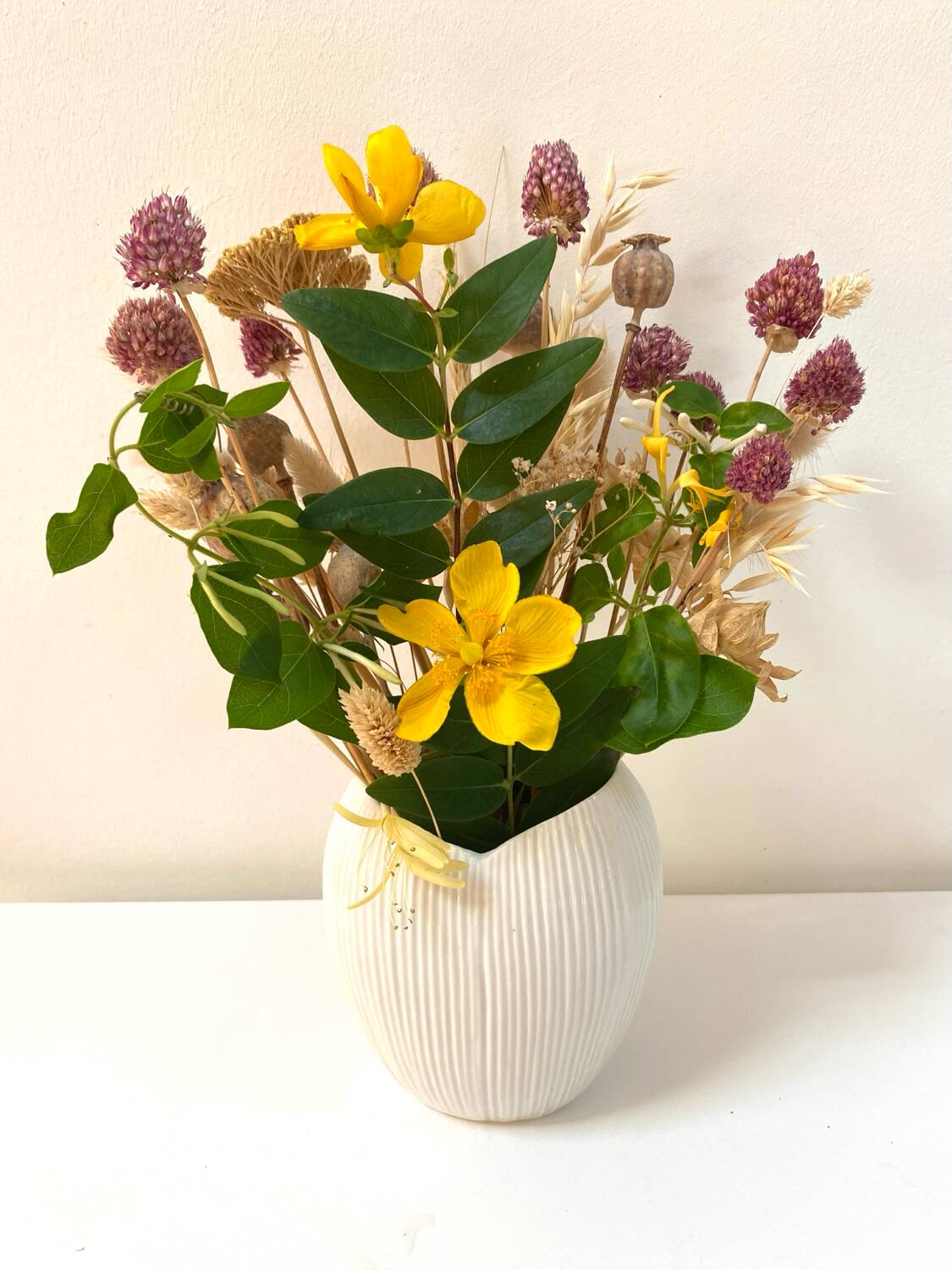 White striped graphic vase