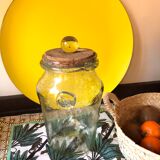 Biot jar in bubbled glass with cork stopper