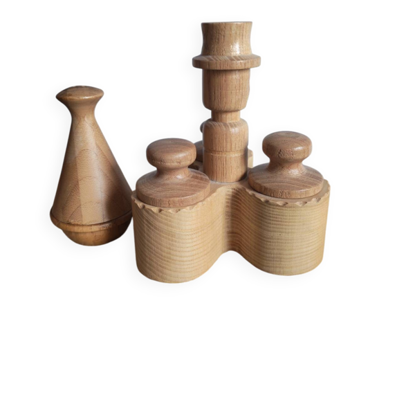 Lot de pot à condiments en bois