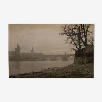 Josef SUDEK, The Saint Charles Bridge. Vintage silver print. 1950