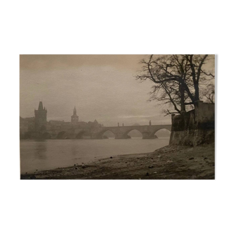 Tirage argentique d'époque Josef SUDEK, Le pont Saint Charles, 1950