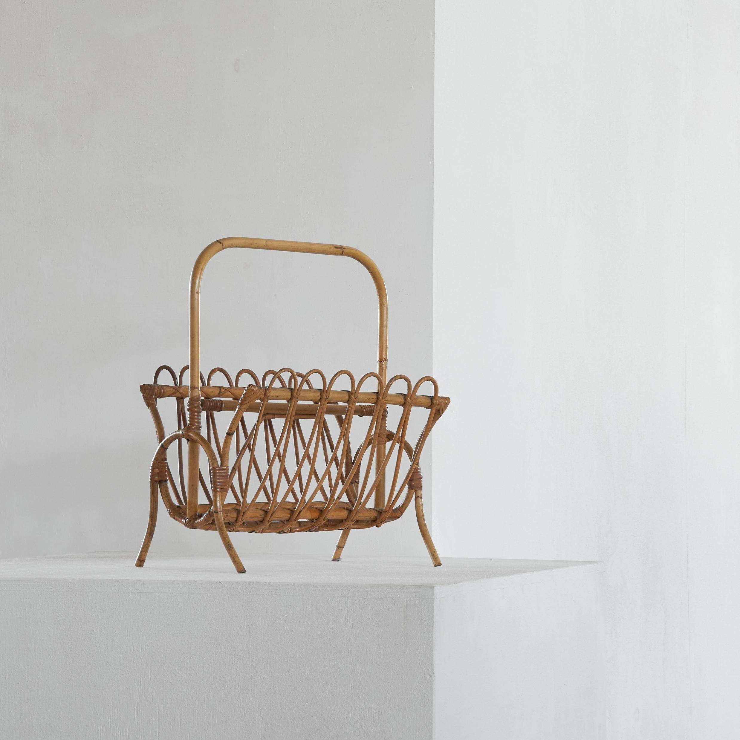 Bamboo magazine rack in mid-century 1960 style