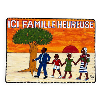 Plaque peinte « Famille heureuse » (Burkina Faso)