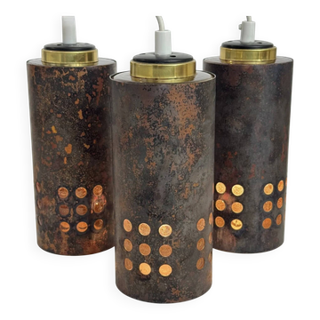Copper / glas pendants, Nanny Stiil , danmark Set of three , 70s image