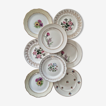 Set of 8 mismatched dessert plates