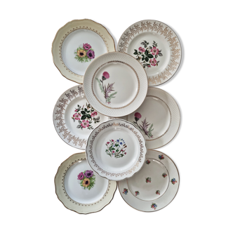 Set of 8 mismatched dessert plates