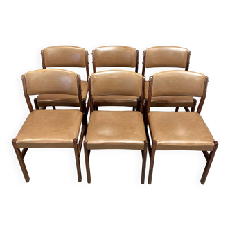 Suite de 6 chaises palissandre design scandinave.