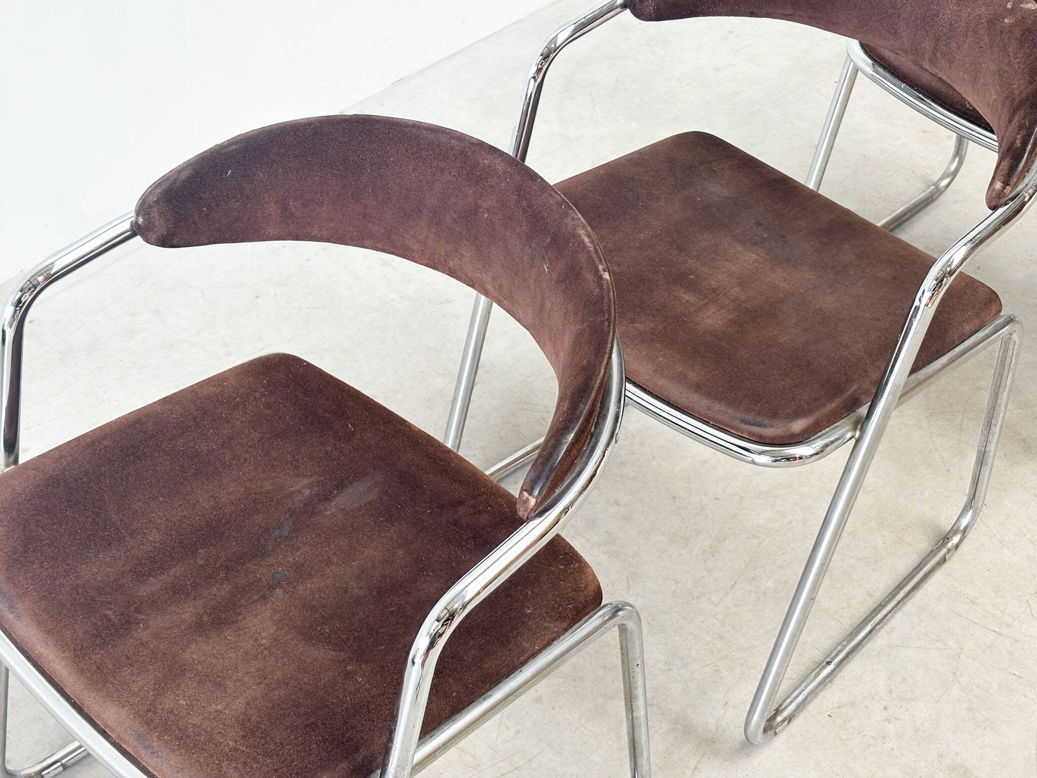 Chaises de salle à manger chromées italiennes