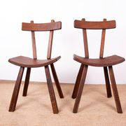Brutalist pair of chairs in Elm in the style of Jean Touret 1950.