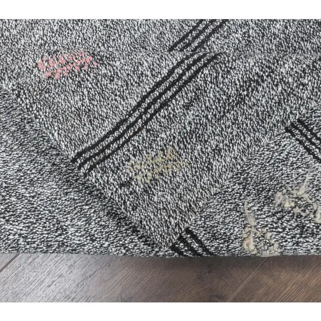 1970s Grey Natural Turkish Hand-Knotted Runner Rug 79x270