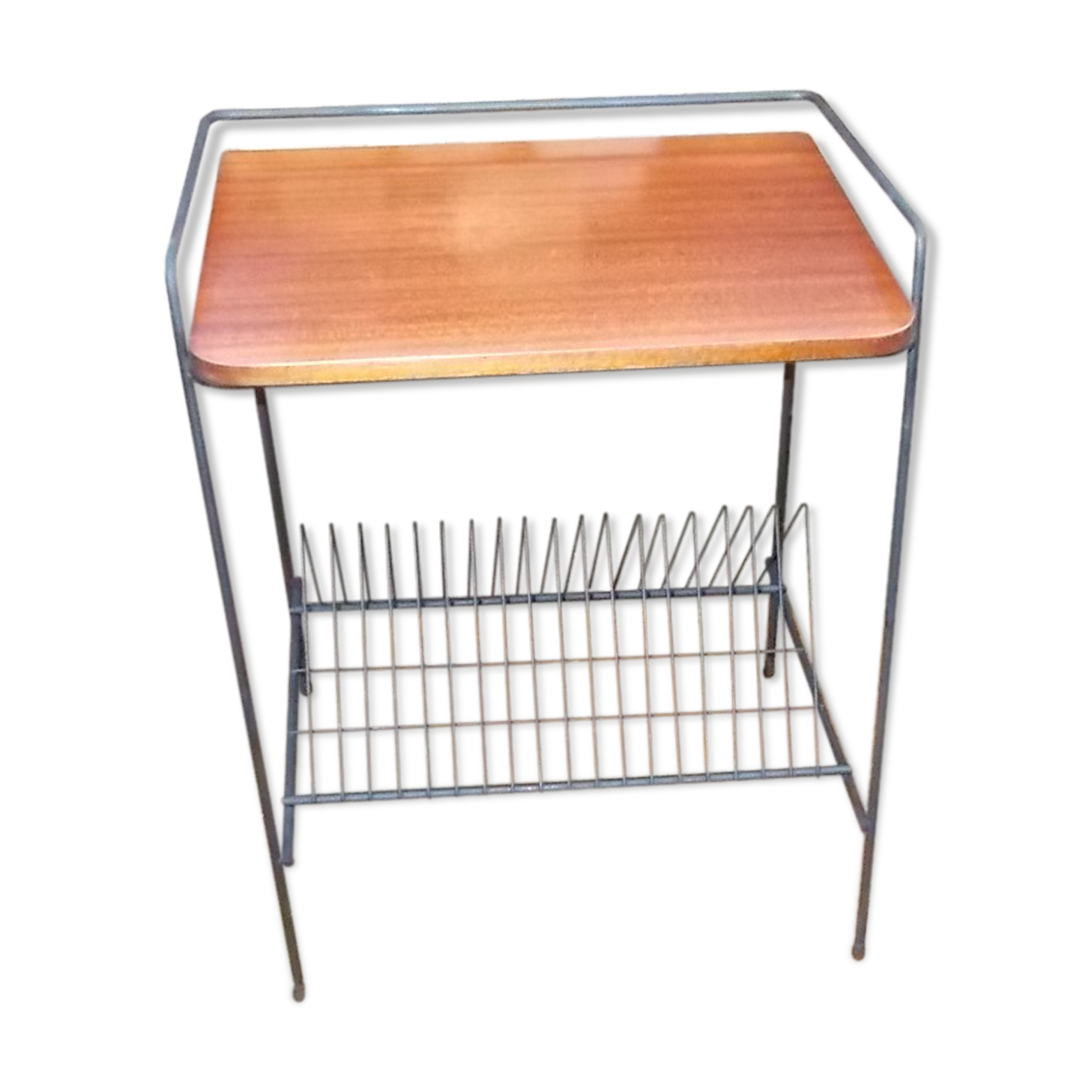 Side table with vinyl or magazine holders