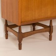 Itaian mid century teak sideboard with black glass top and inlays, 1970s