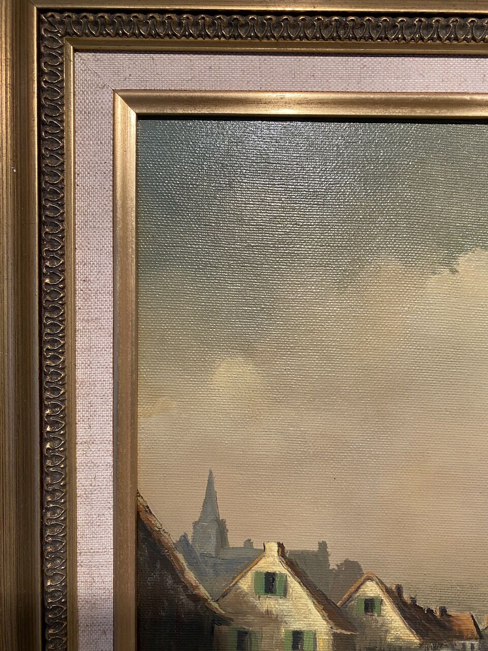 Old painting, landscape by the sea, XX century