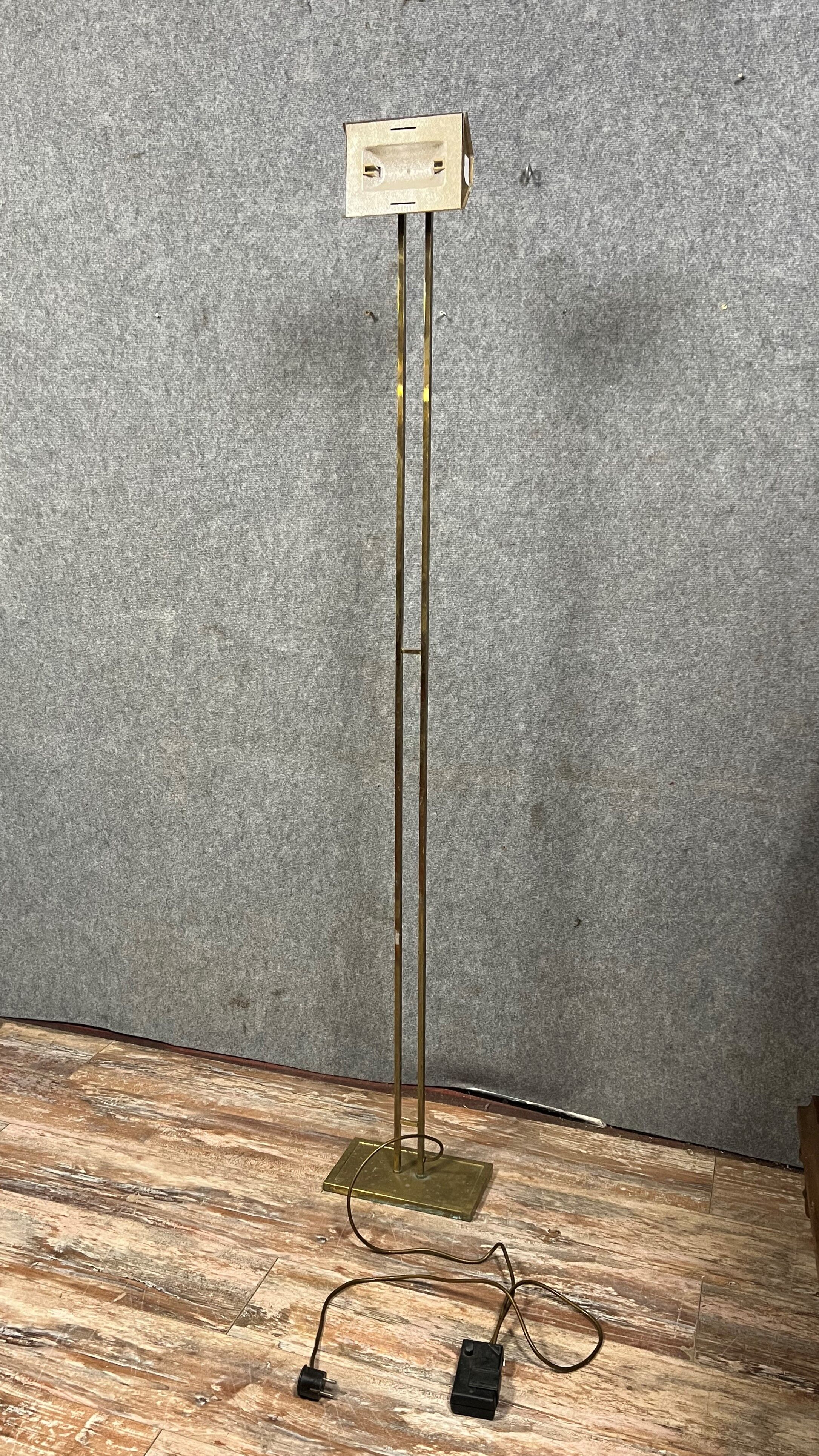 Vintage 60's floor lamp in gilded brass with swivel head