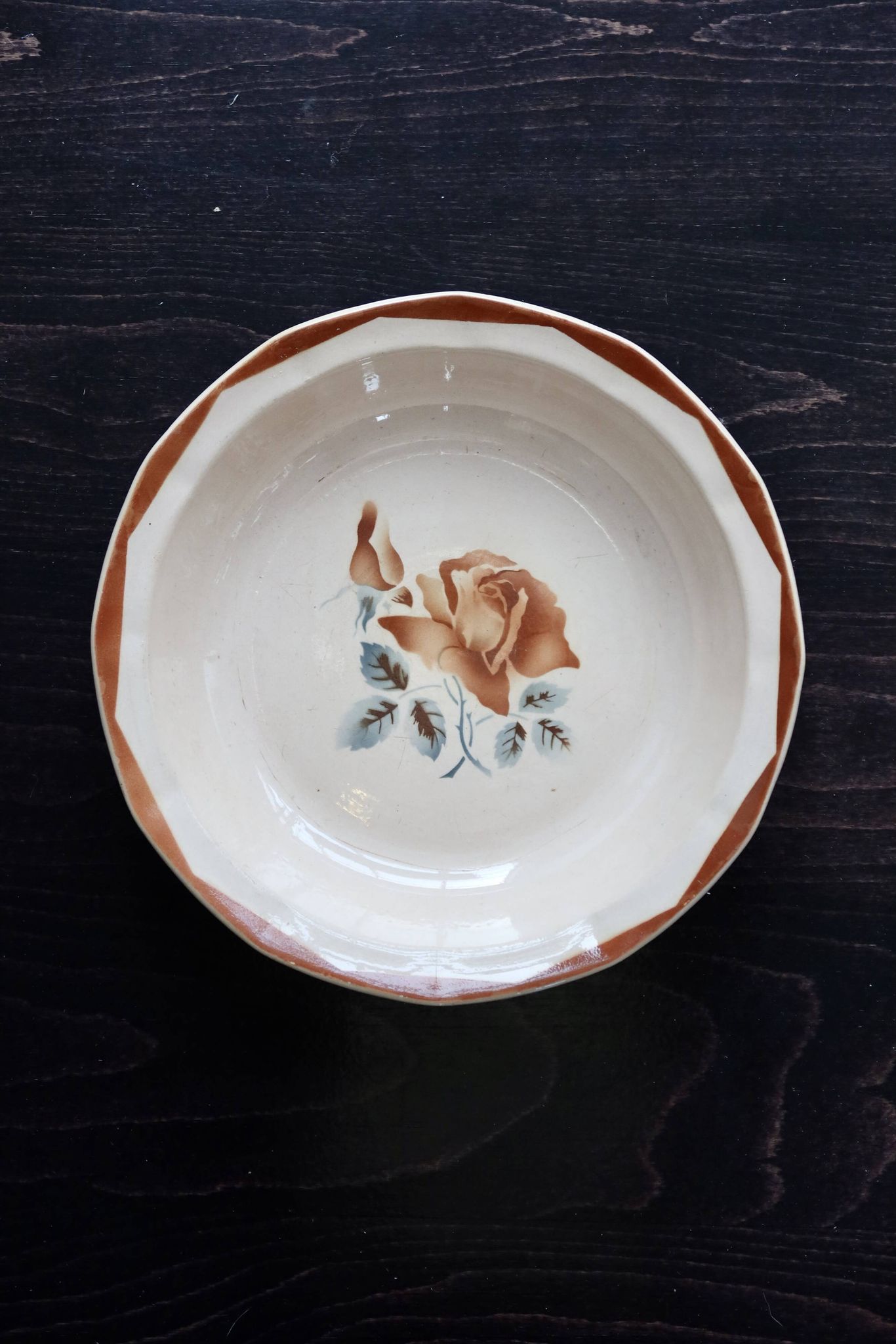 Old round hollow plate in Digoin Sarreguemines earthenware 9181