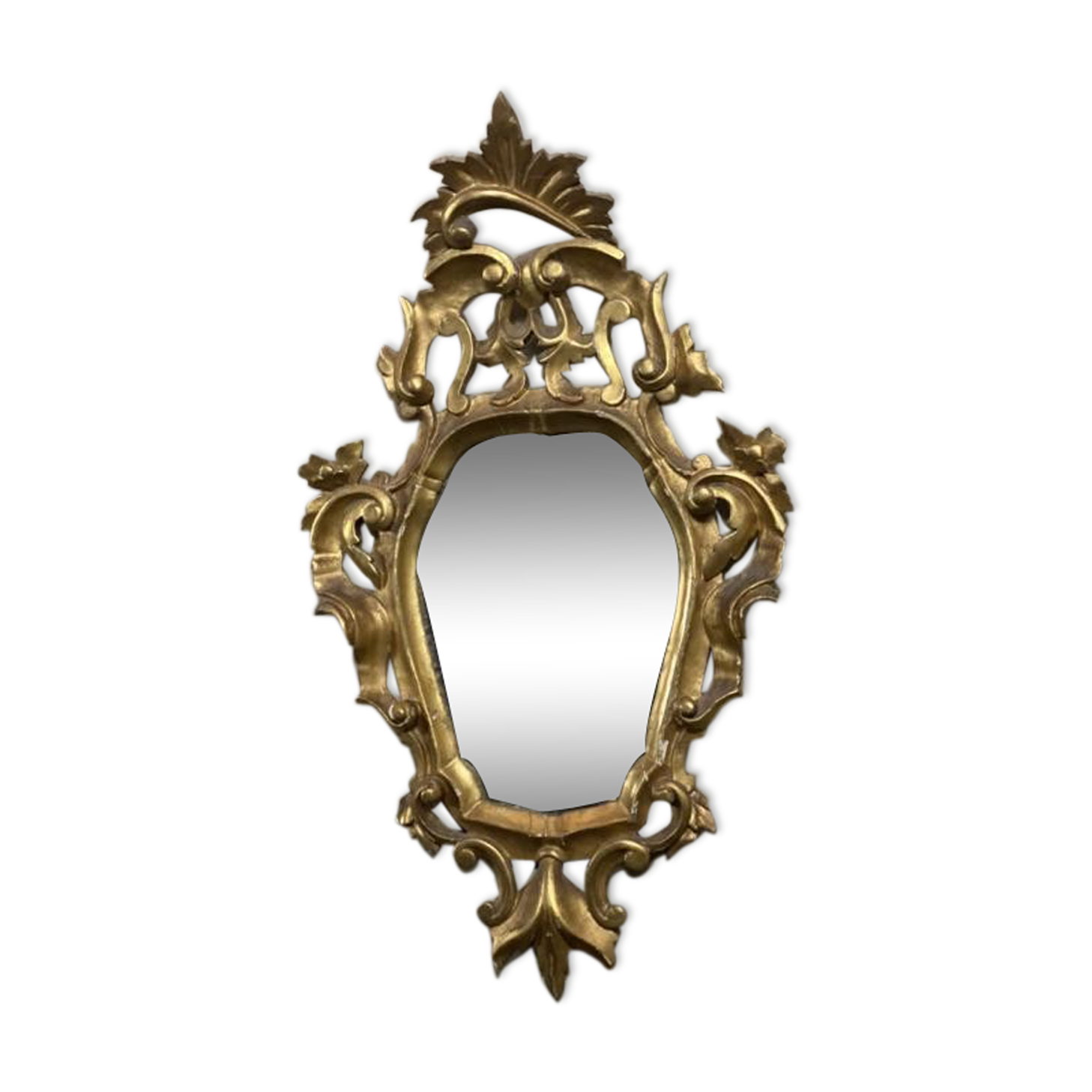 Golden wood mirror, italy early 20th century - 75x44cm