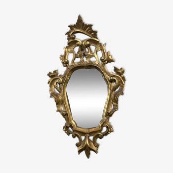 Golden wood mirror, italy early 20th century - 75x44cm