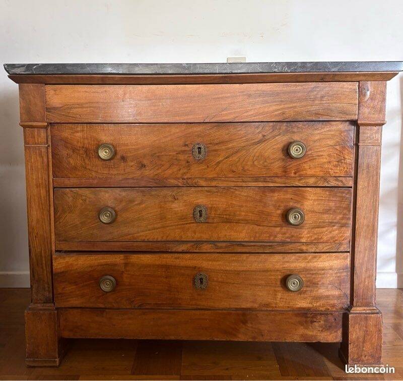 Antique walnut and marble commode