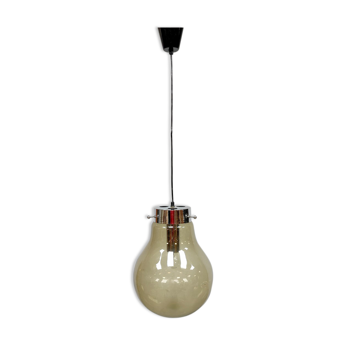 Vintage smoked glass pendant lamp hanging