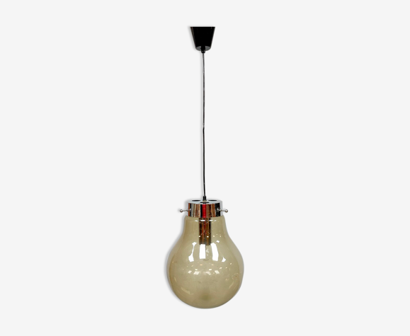 Suspension vintage en verre fumé suspendue