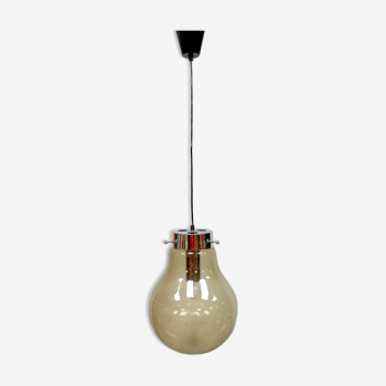 Vintage smoked glass pendant lamp hanging