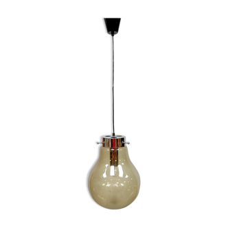 Vintage smoked glass pendant lamp hanging