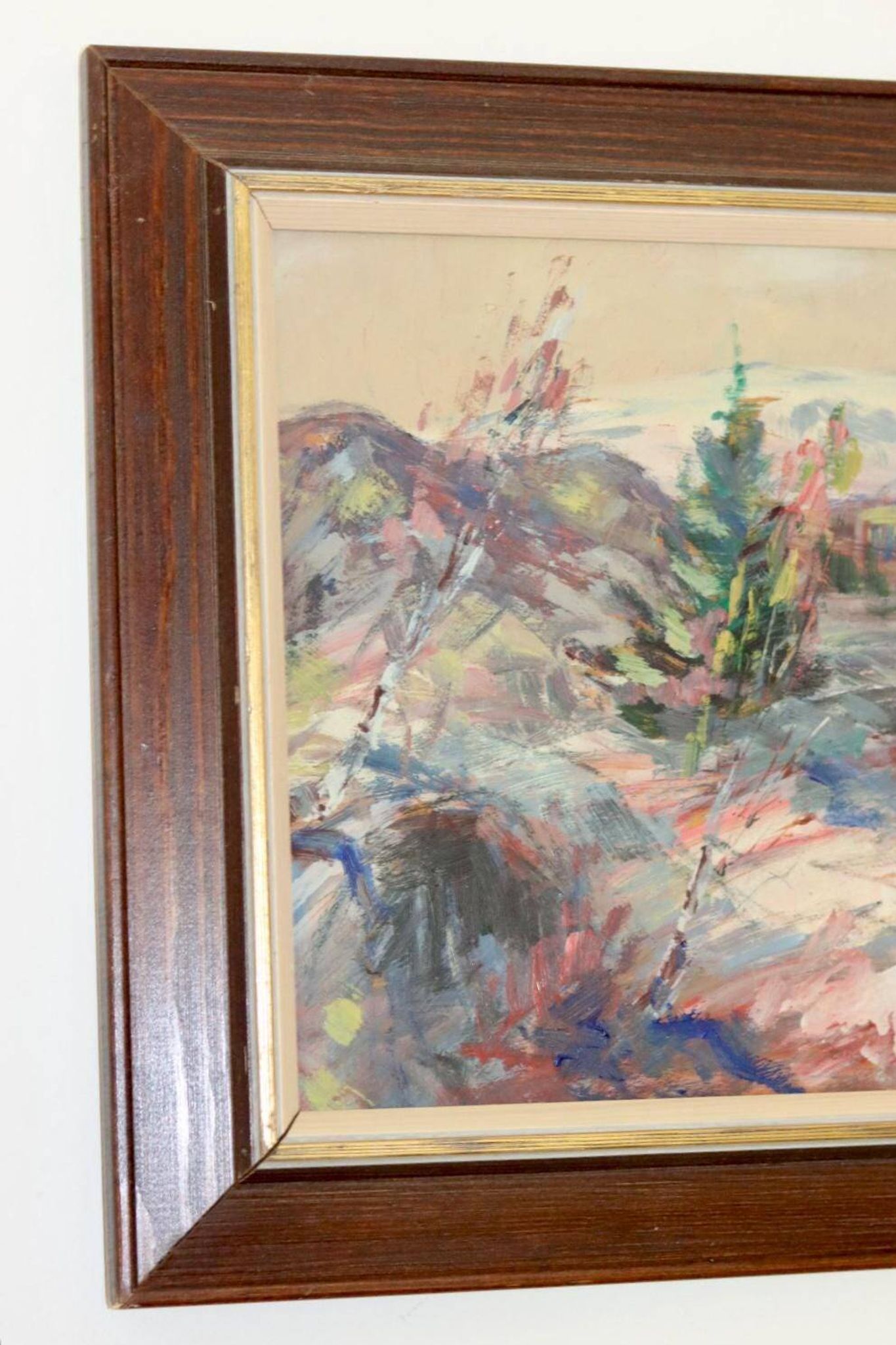 Mid-century Swedish oil painting "Abstract Landscape" – Vintage and framed