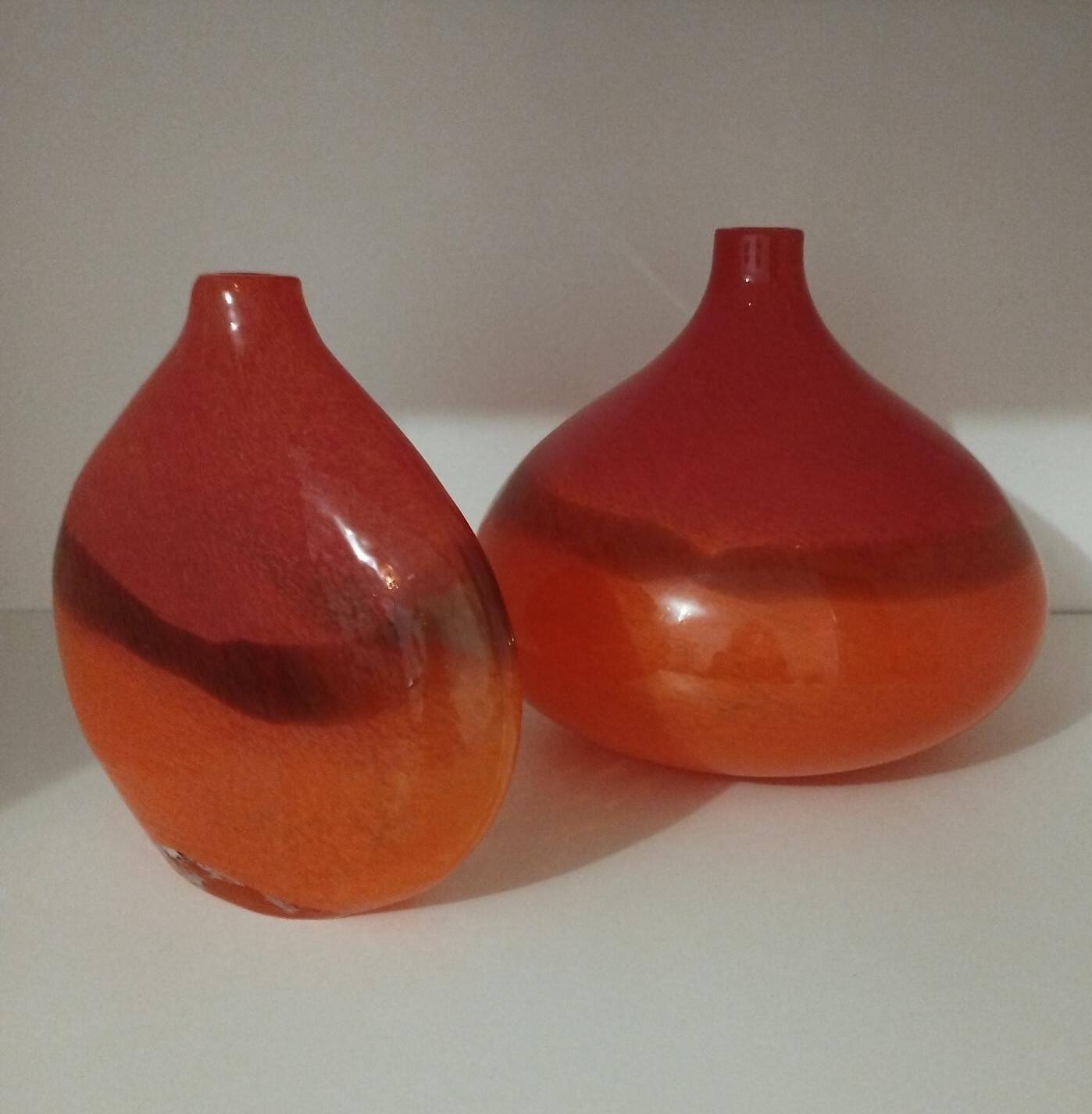 Pair or 2 glass paste vases from the 80s vintage.
